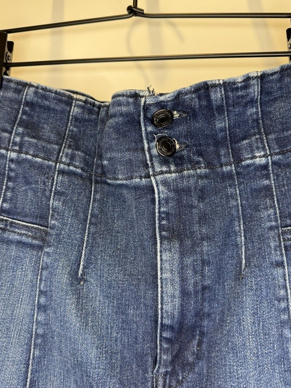 We The Free People Jeans Womens 31 Jayde Flare Bell Bottom Dark Wash Denim Blue - Picture 3 of 8